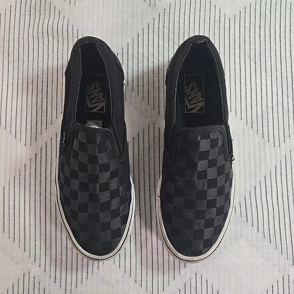 VANS Gray & Black Classic Checkerboard Slip on Sneakers Women's 7.5 Men's 6 - Picture 3 of 12